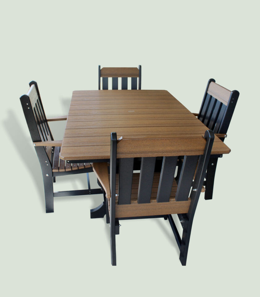 40" x 72" Rectangle Dining Height Table with 4 Dining Chairs with Arms
